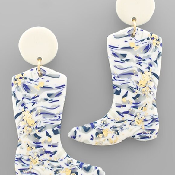 Clay Marble Boots Earrings - Picture 1 of 1